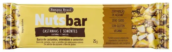 Barra De Nuts Castanhas E Sementes Zero Sódio Nutsbar Pacote 25g