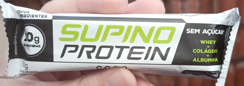 Barra de proteínas com coco e cobertura de chocolate branco Supino protein