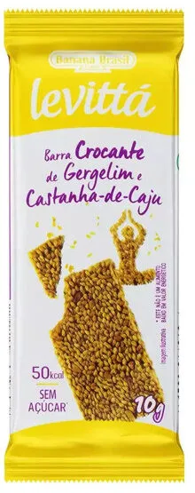 Barra Crocante Gergelim E Castanha De Caju Zero Açúcar Levittá Pacote 10g