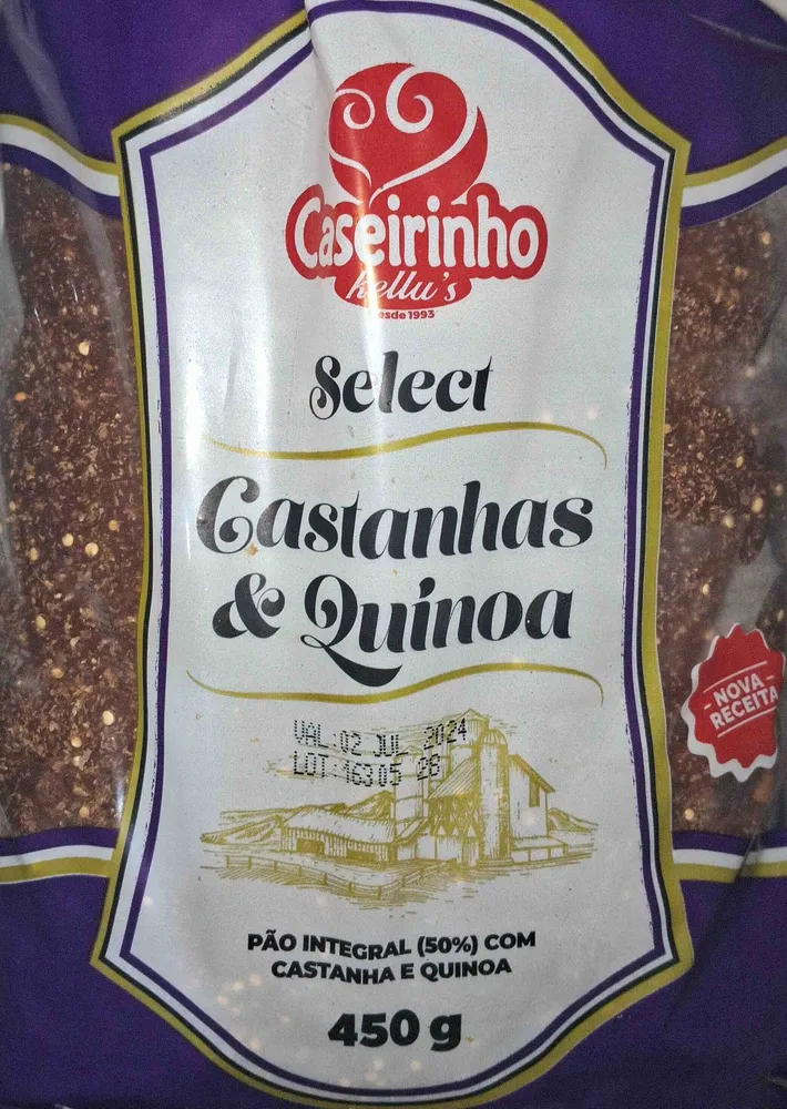 Pão integral (50%) com castanha e quinoa