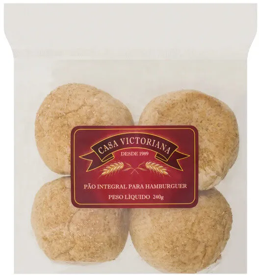 Pão Para Hambúrguer Integral Casa Victoriana Pacote 240g