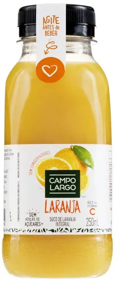 Suco Integral Laranja Campo Largo Garrafa 250ml