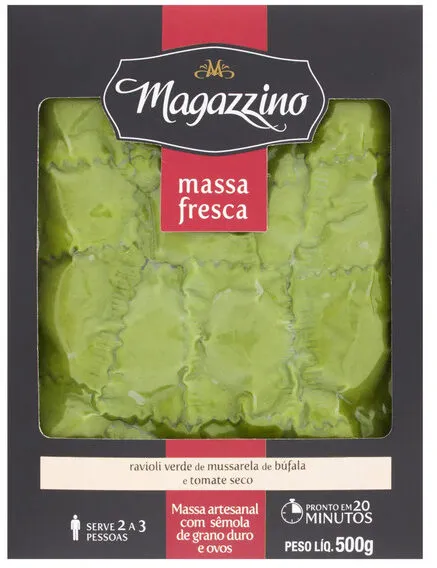 Ravióli Verde De Mussarela De Búfala E Tomate Seco Magazzino 500g