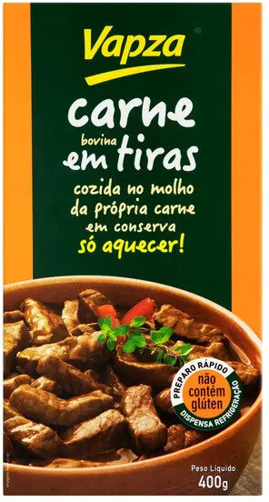 Carne Bovina Em Tiras Cozida Vapza 400g