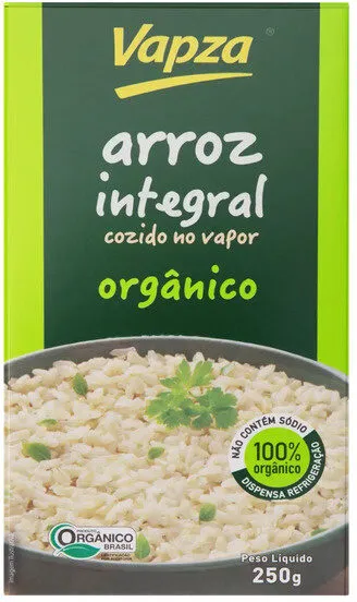 Arroz Cozido No Vapor Integral Orgânico Vapza Caixa 250g