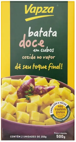 Batata Doce Cubos Cozida No Vapor Vapza Caixa 500g 2 Unidades