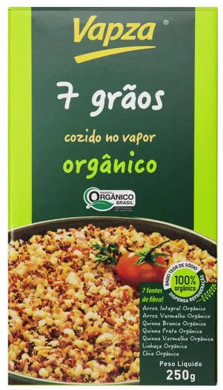 Arroz Cozido No Vapor Orgânico 7 Grãos Vapza Caixa 250g