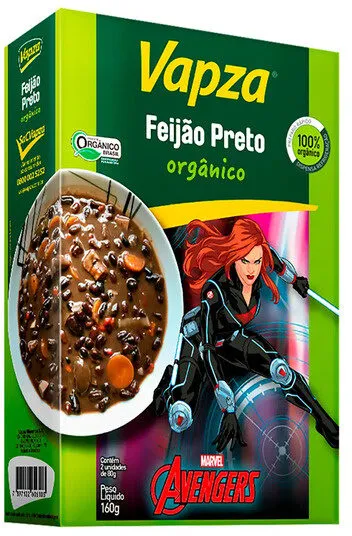 Feijão Preto Orgânico Avengers Vapza Caixa 160g 2 Unidades