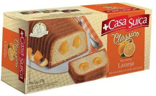 Bolo Suíço Clássico Laranja Recheio Laranja Casa Suíça Caixa 370g