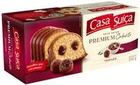 Bolo Suíço Baunilha Recheio Trufado Chocolate Amargo Cobertura Chocolate Casa Suíça Premium Caixa 340g
