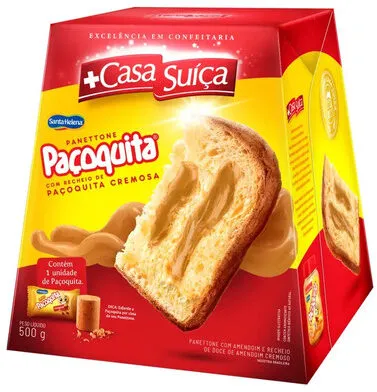 Panettone Paçoquita Recheio Paçoquita Cremosa Casa Suíça Caixa 500g