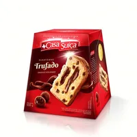 Panettone Com Gotas De Chocolate Ao Leite Recheio Trufado Chocolate Meio Amargo Casa Suíça Caixa 500g
