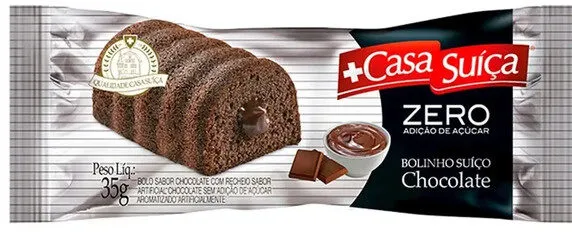 Bolinho Suíço Chocolate Recheio Chocolate Casa Suíça Pacote 35g