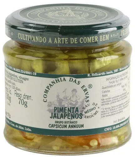 Pimenta Jalapeño Em Conserva Companhia Das Ervas Vidro 70g
