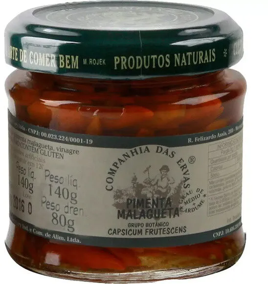 Pimenta Malagueta Em Conserva Companhia Das Ervas Vidro 80g