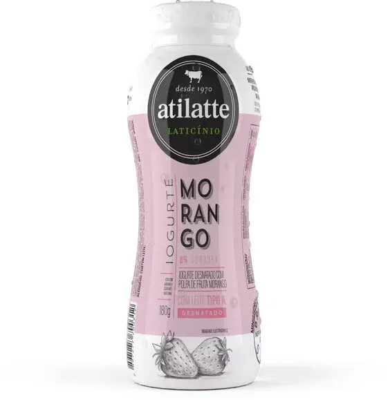Iogurte Desnatado Morango Atilatte Frasco 180g