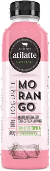 Iogurte Integral Morango Atilatte Garrafa 500g