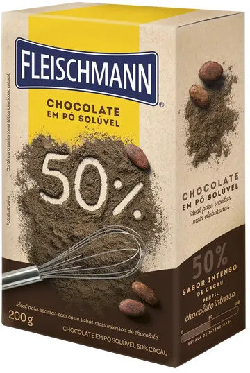 Chocolate Pó Solúvel 50 Cacau Fleischmann Caixa 200g
