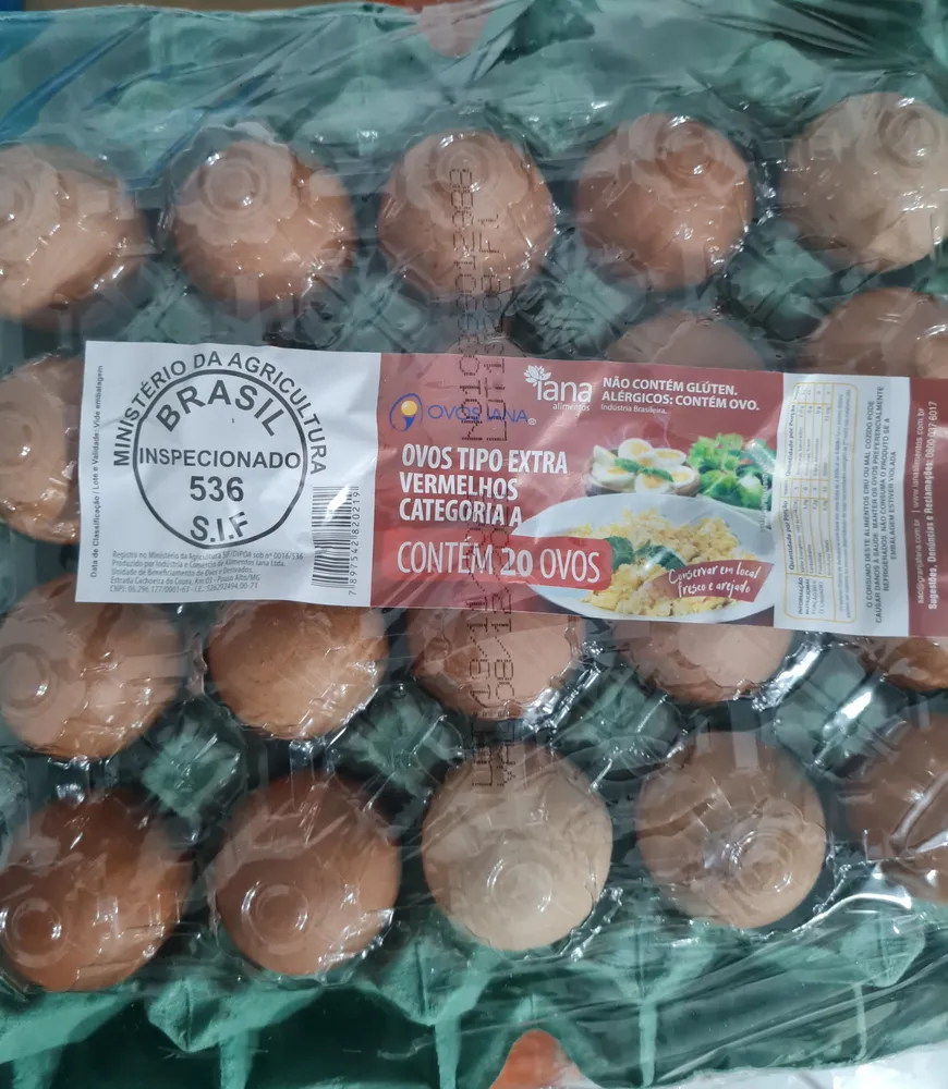 Ovos Tipo Extra Vermelhos - iana - 20un