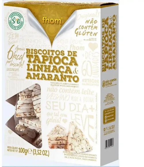 Biscoito De Tapioca, Linhaça E Amaranto Fhom Caixa 100g