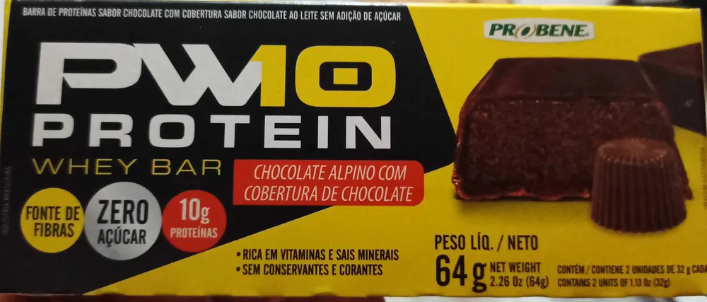 Barra de proteínas sabor chocolate com cobertura sabor chocolate ao leite sem adição de açúcar