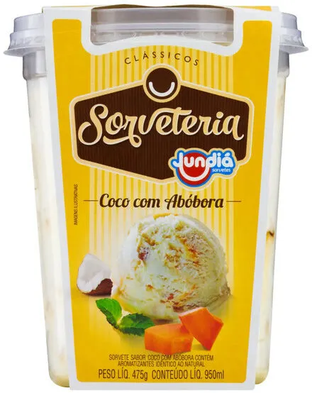 Sorvete Coco Com Abóbora Jundiá Clássicos Sorveteria Pote 950ml