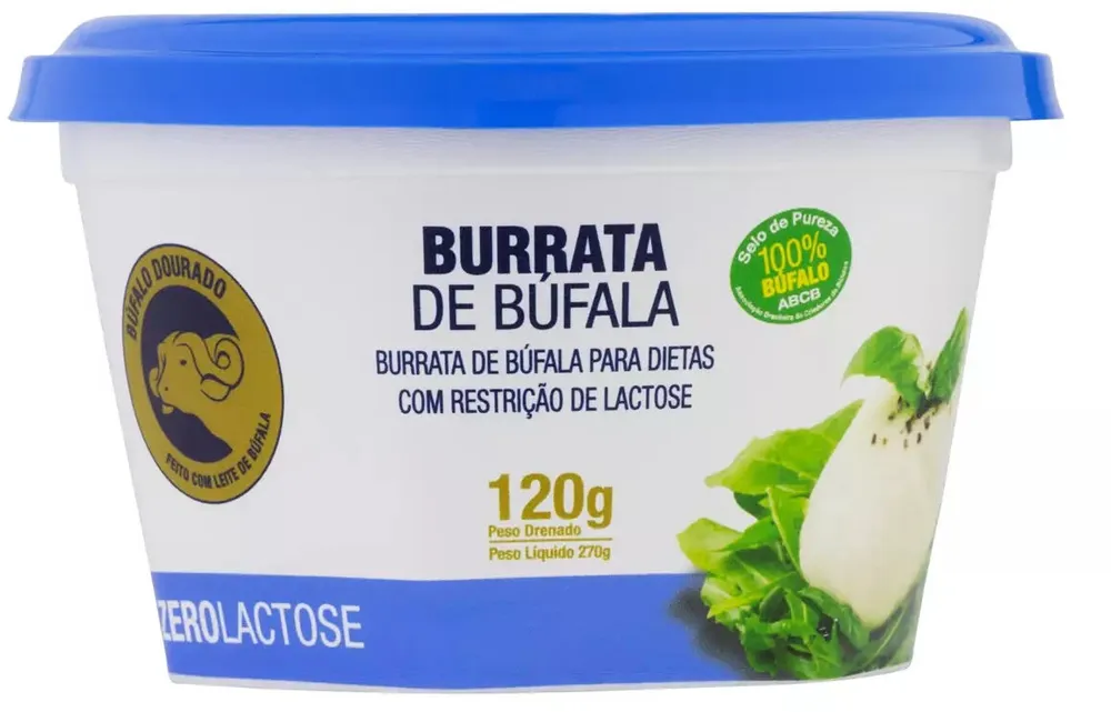Queijo Burrata De Búfala Zero Lactose Búfalo Dourado 120g