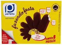 Pack Picolé Baunilha Cobertura Chocolate Perfetto Fazendo Festa Caixa 400g 8 Unidades