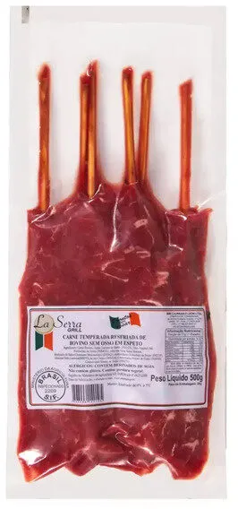 Carne Bovina Em Espeto Resfriada Temperada Sem Osso La Serra Grill 500g