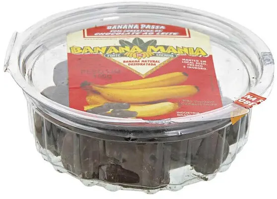 Banana Passa Cobertura Chocolate Ao Leite Banana Mania Pote 150g