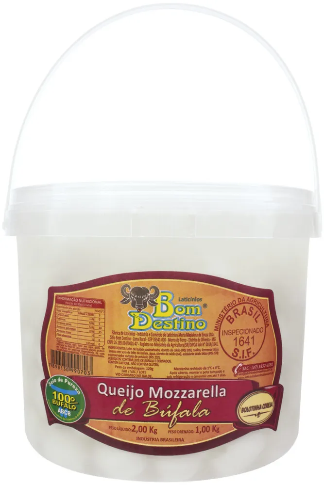 Queijo Mussarela De Búfala Bola Cereja Bom Destino 1kg