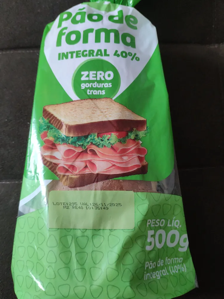Pão de forma integral 40%