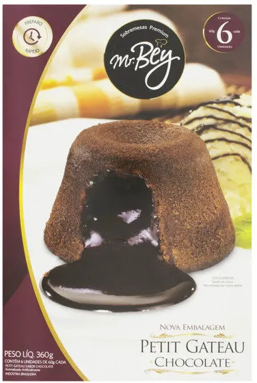Petit Gâteau Congelado Chocolate Mr. Bey Sobremesas Premium Caixa 360g 6 Unidades