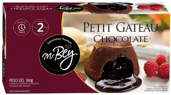 Petit Gâteau Congelado Chocolate Mr. Bey Sobremesas Premium Caixa 160g 2 Unidades
