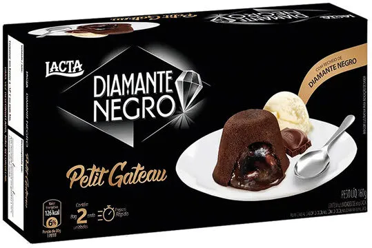 Petit Gâteau Congelado Chocolate Recheio Diamante Negro Lacta Caixa 160g 2 Unidades
