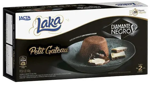 Petit Gâteau Congelado Chocolate Recheio Diamante Negro E Laka Lacta Caixa 160g 2 Unidades