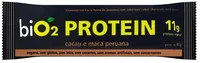Barra De Proteína Vegana Cacau, Maca Peruana E Pasta De Amendoim Cobertura Chocolate Meio Amargo Bio2 Protein Pacote 45g