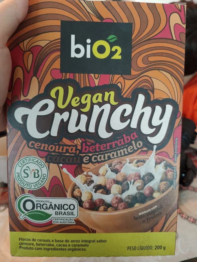 Cereal Matinal Orgânico Cenoura, Beterraba, Cacau E Caramelo Bio2 Vegan Crunchy Caixa 200g