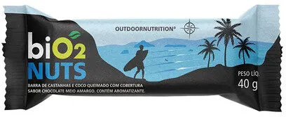 Barra De Nuts Castanhas E Coco Queimado Cobertura Chocolate Meio Amargo Bio2 Outdoor Nutrition Pacote 40g