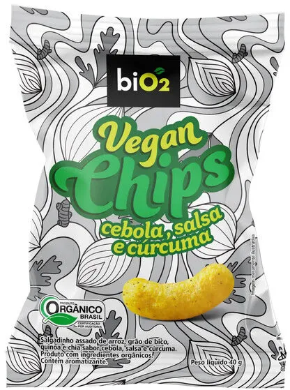 Salgadinho Orgânico Cebola, Salsa E Cúrcuma Bio2 Vegan Chips Pacote 40g