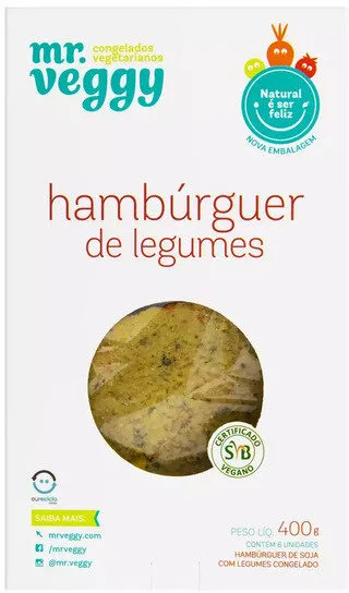 Hambúrguer De Soja Com Legumes Zero Lactose Mr. Veggy Caixa 400g 6 Unidades