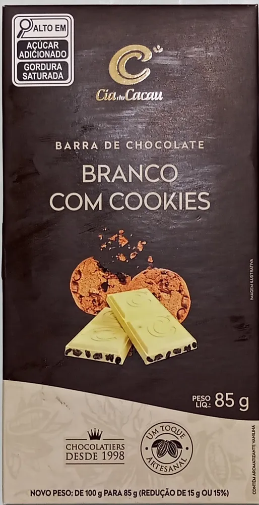 Barra de Chocolate Branco com Cookies