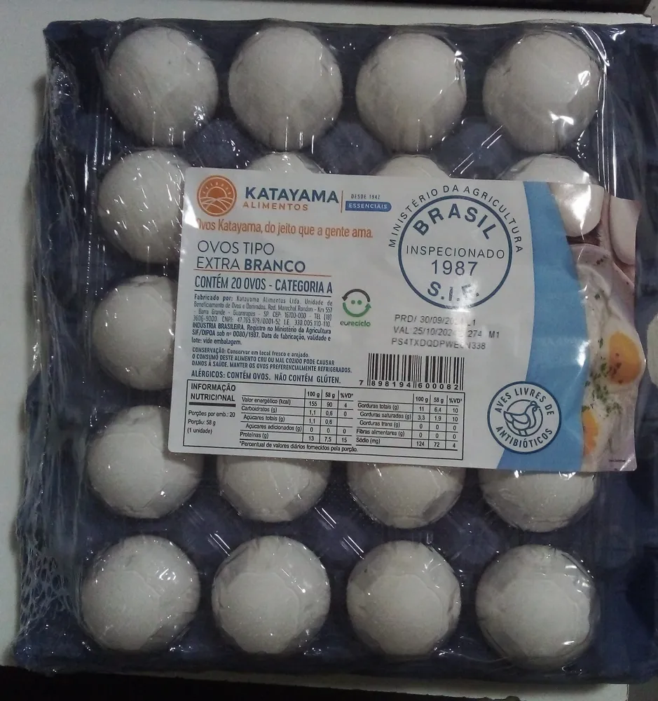 Ovos Extra Brancos 20 unidades