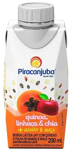 Bebida Láctea Uht Mamão Maçã Com Quinoa, Linhaça E Chia Piracanjuba Caixa 200ml