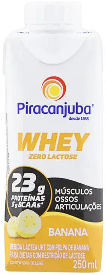 Bebida Láctea Uht Banana Zero Lactose Piracanjuba Whey Caixa 250ml