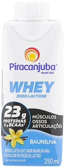 Bebida Láctea Uht Baunilha Zero Lactose Piracanjuba Whey Caixa 250ml 23g