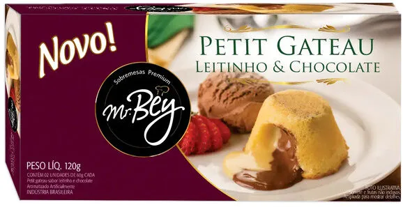 Petit Gâteau Congelado Leitinho Chocolate Mr. Bey Sobremesas Premium Caixa 120g 2 Unidades