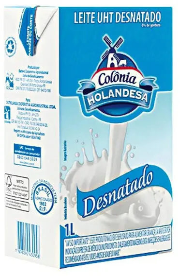 Leite Uht Desnatado Colônia Holandesa Caixa 1l
