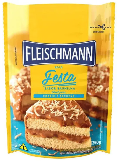 Mistura Para Bolo Festa Aerado Baunilha Fleischmann Sachê 390g