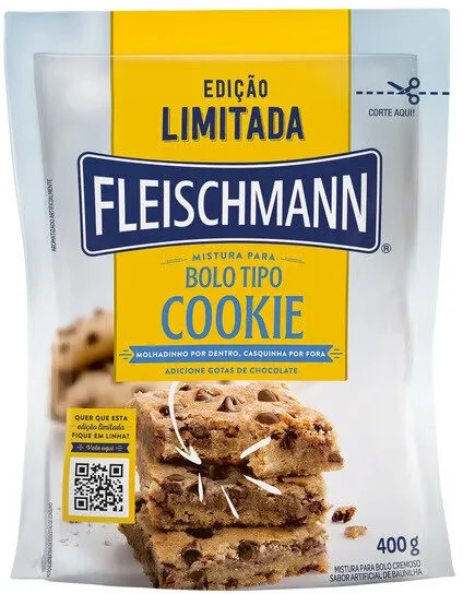 Mistura Para Bolo Cookie Cremoso Baunilha Fleischmann Sachê 400g